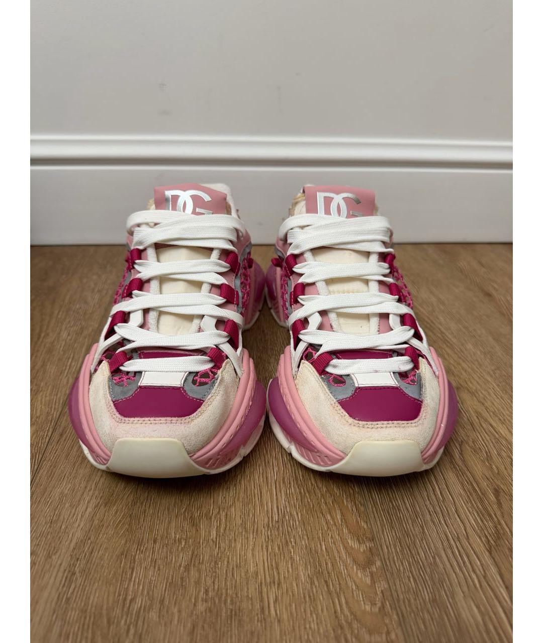 DOLCE&GABBANA Розовые текстильные кроссовки, фото 2