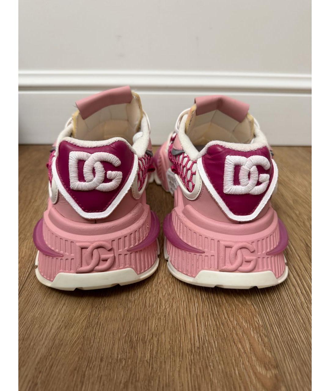 DOLCE&GABBANA Розовые текстильные кроссовки, фото 4