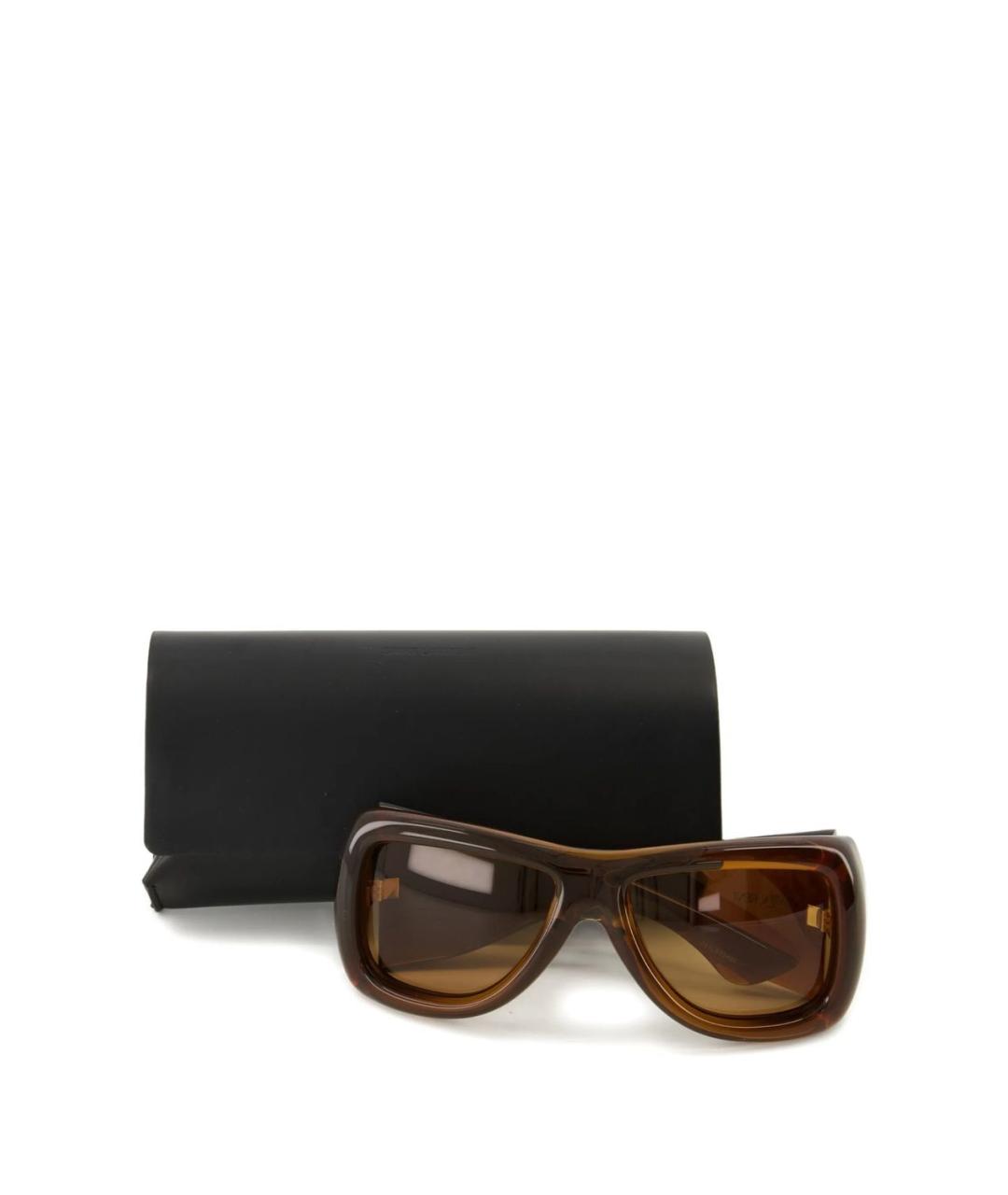 SAINT LAURENT Коричневые пластиковые солнцезащитные очки, фото 4