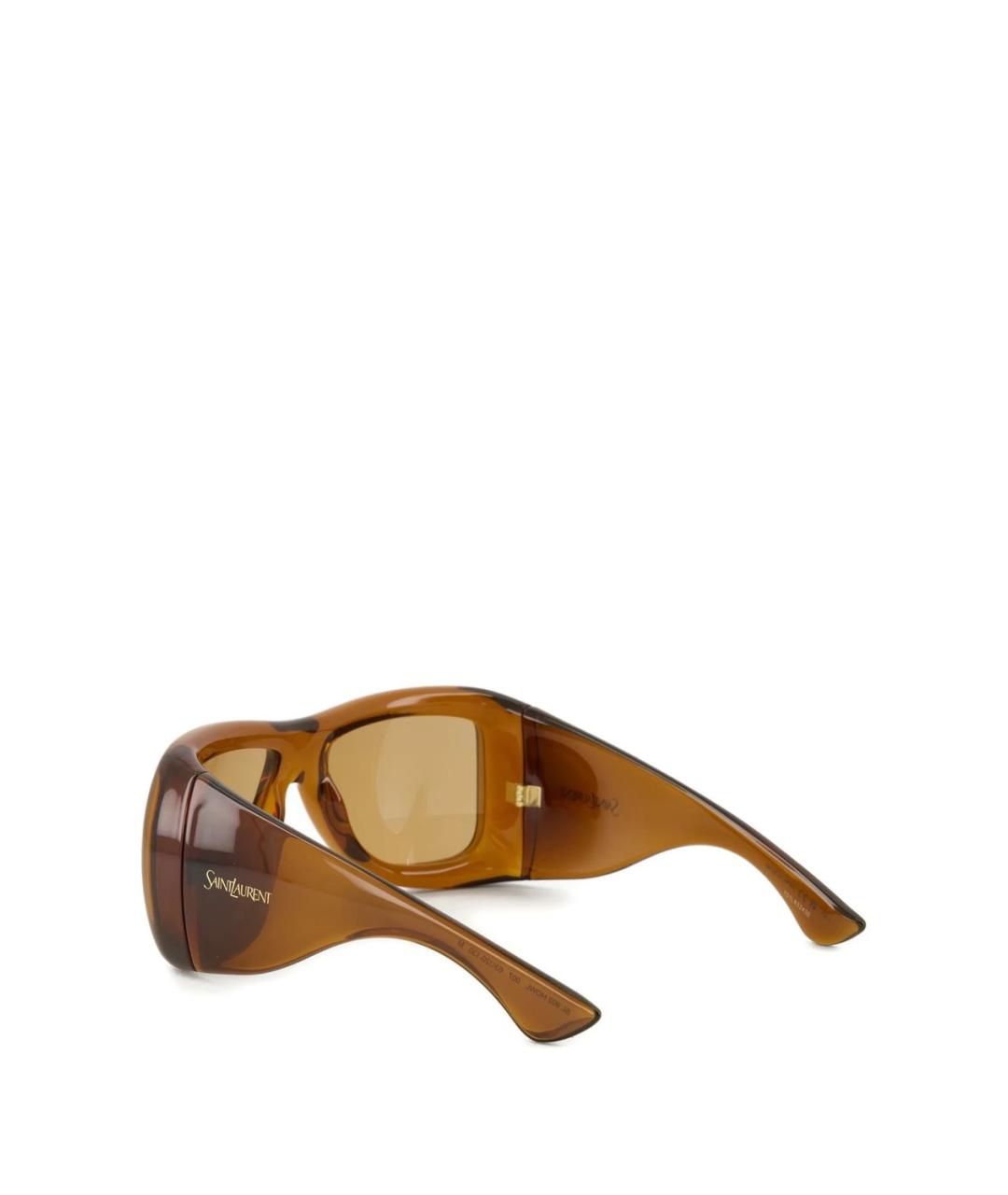 SAINT LAURENT Коричневые пластиковые солнцезащитные очки, фото 2