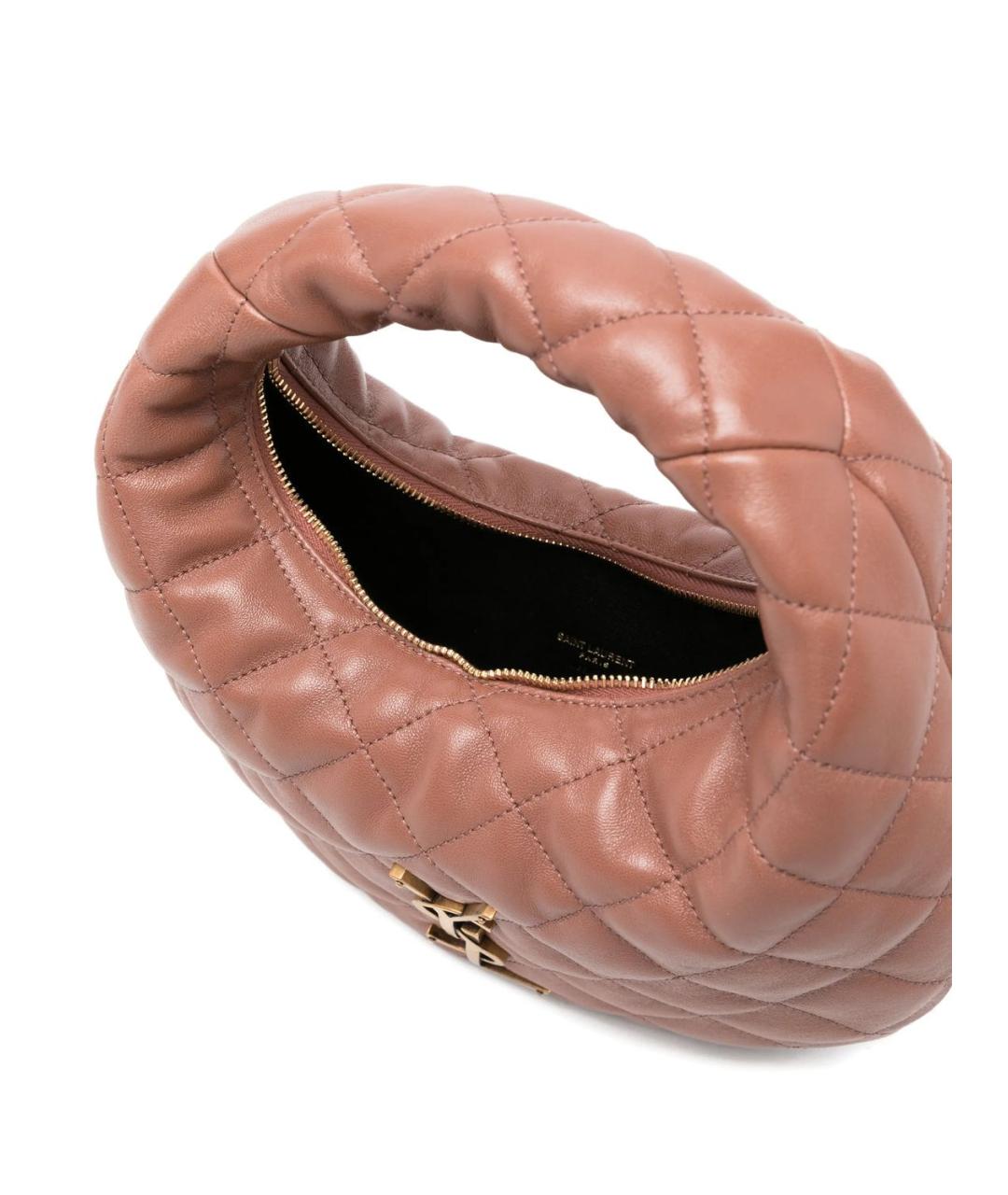 SAINT LAURENT Розовая кожаная сумка с короткими ручками, фото 4