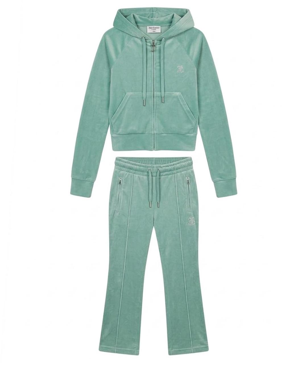 JUICY COUTURE Голубой велюровый костюм с брюками, фото 1