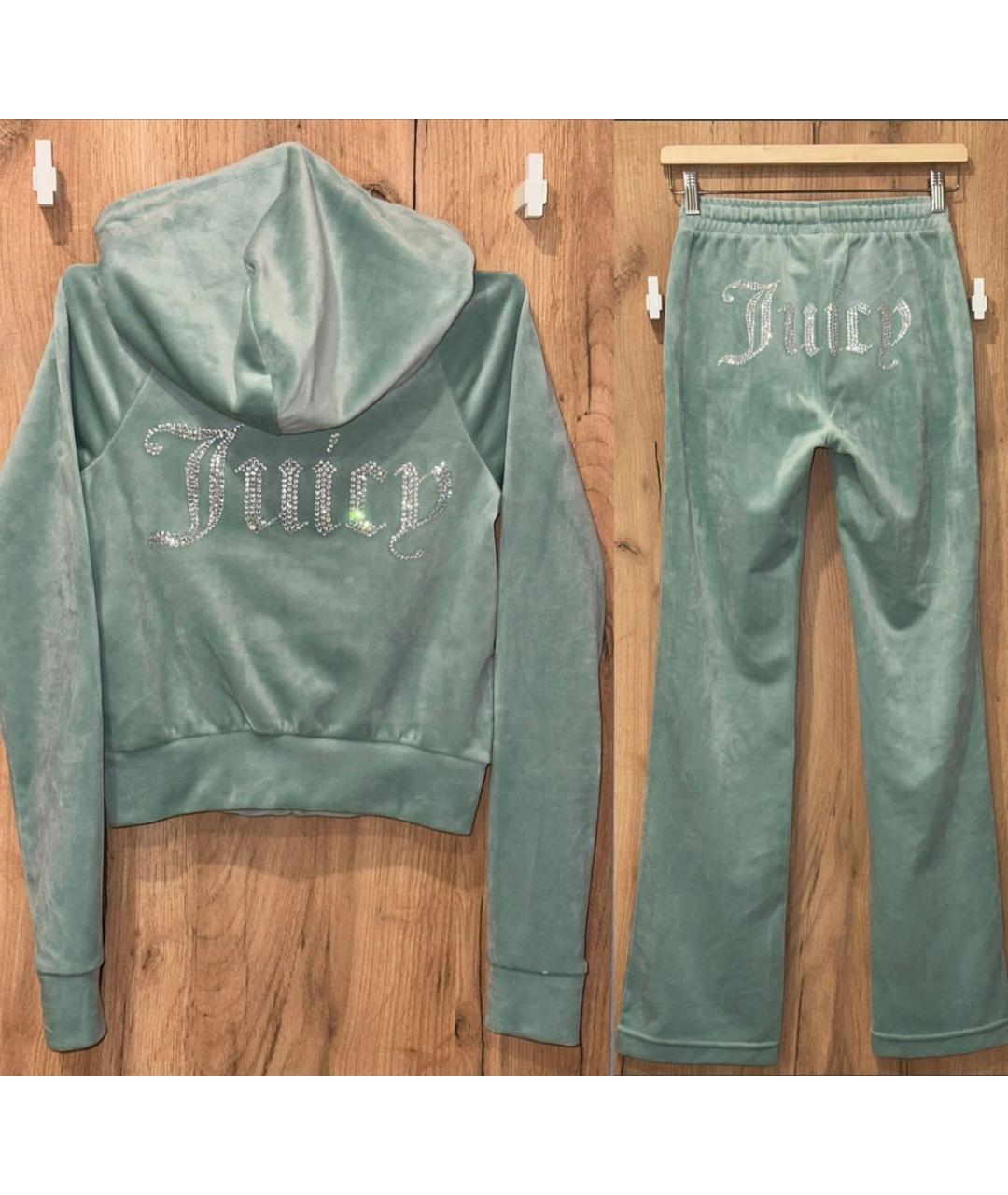 JUICY COUTURE Голубой велюровый костюм с брюками, фото 8