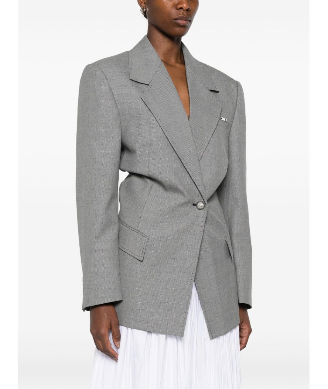 THE ATTICO Серый шерстяной жакет/пиджак, фото 5