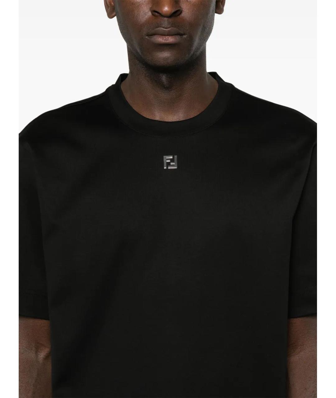 FENDI Черная хлопковая футболка, фото 5
