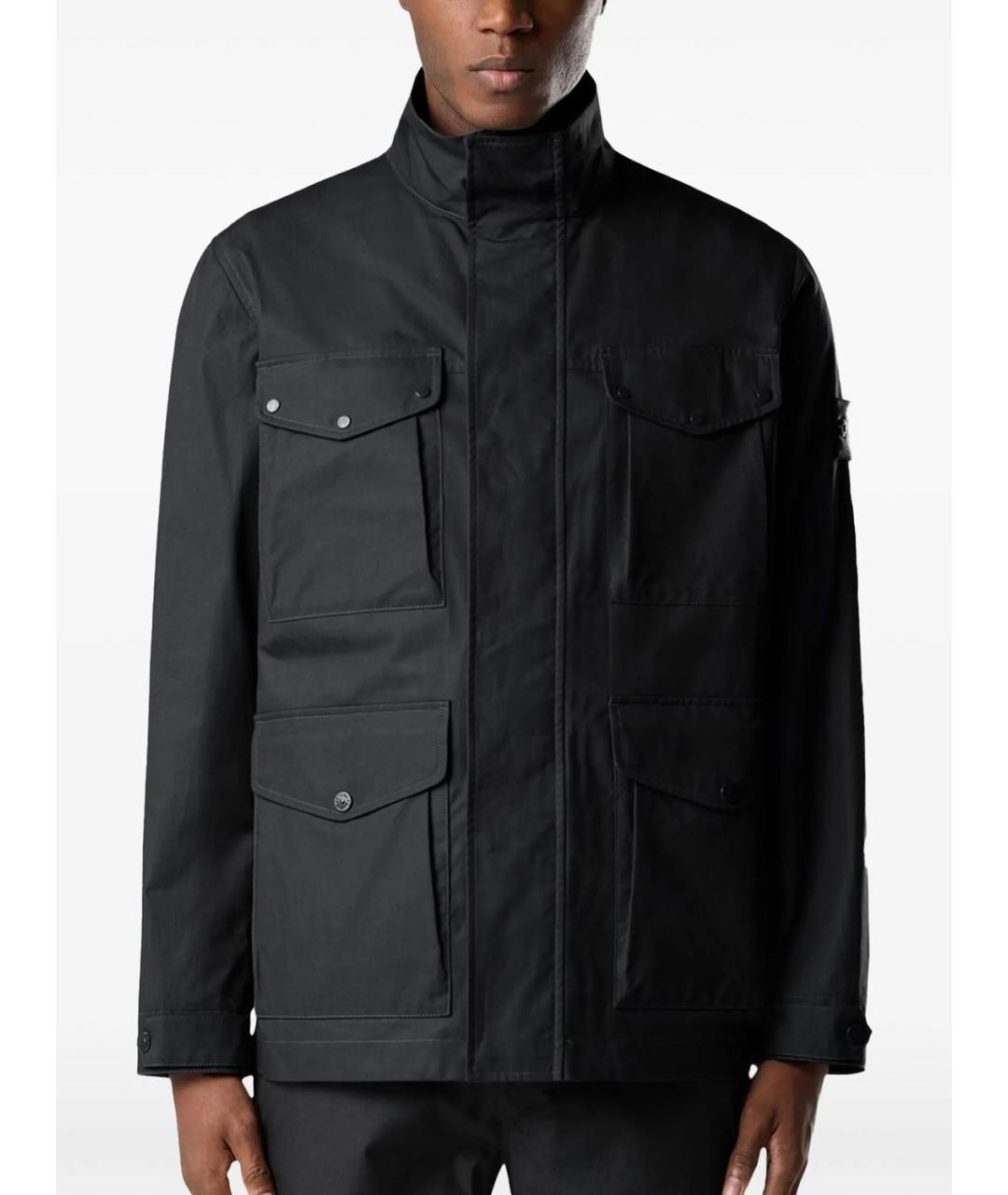 STONE ISLAND Черная хлопковая куртка, фото 3