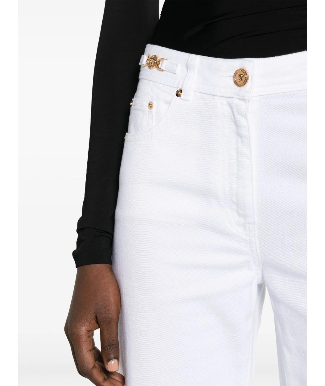 VERSACE Белые хлопковые прямые брюки, фото 4