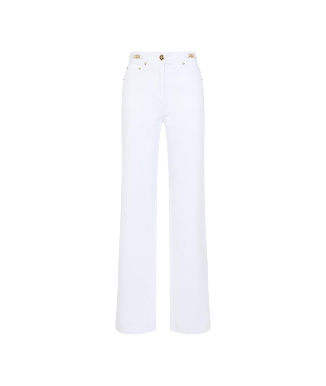 VERSACE Белые хлопковые прямые брюки, фото 1