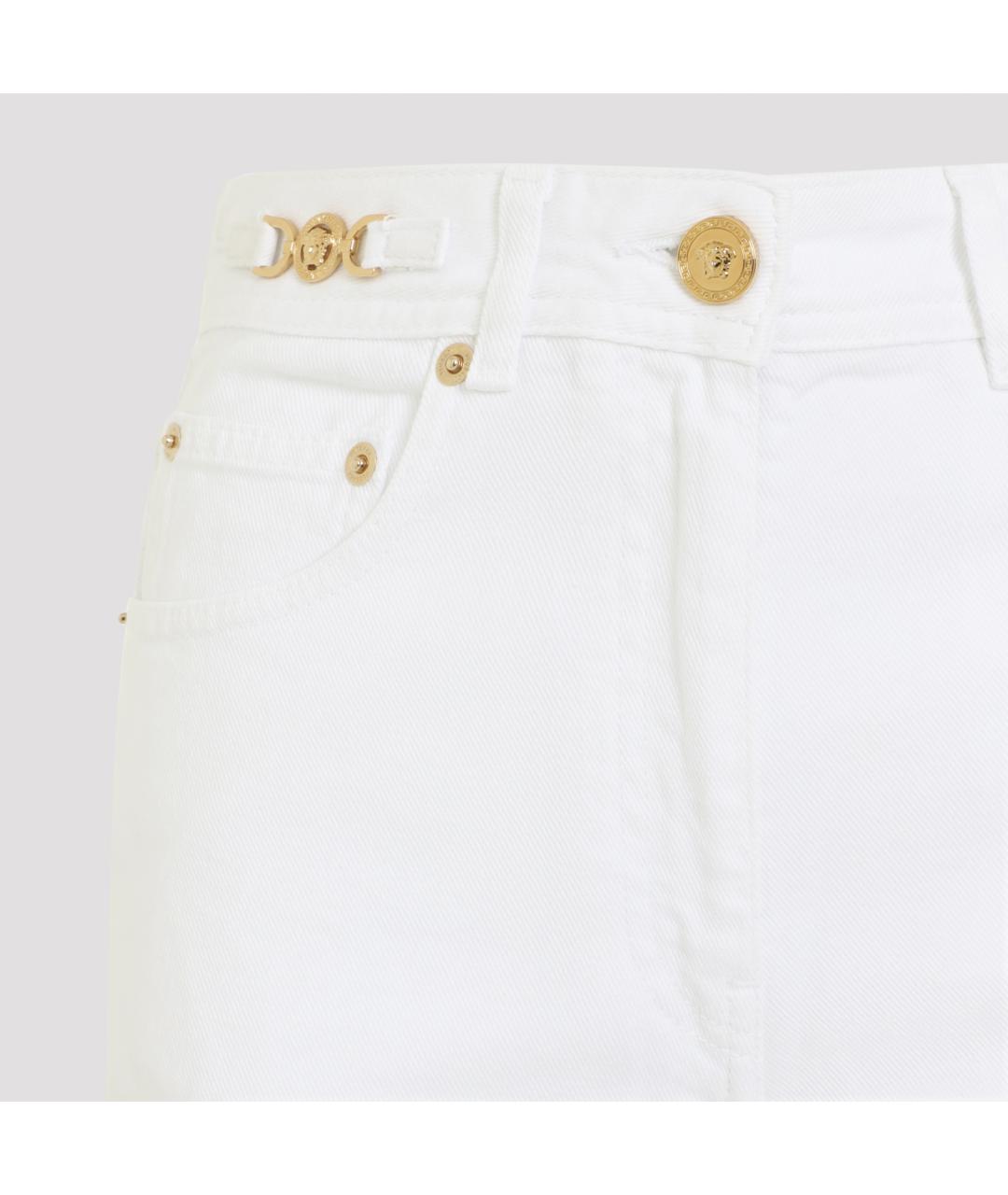 VERSACE Белые хлопковые прямые брюки, фото 3