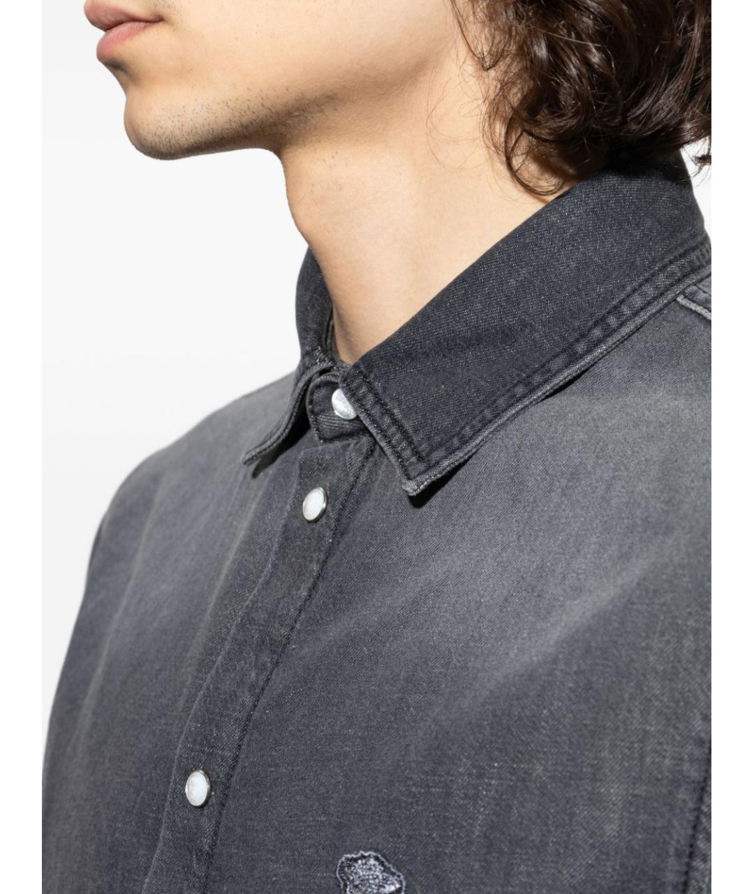 VERSACE Серая хлопковая кэжуал рубашка, фото 3