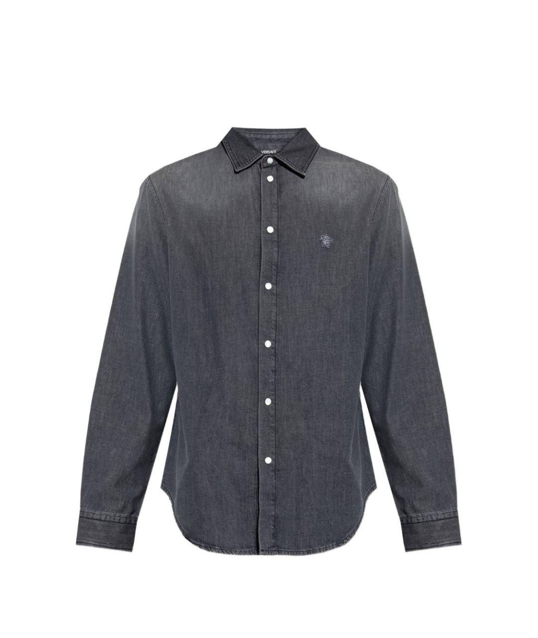 VERSACE Серая хлопковая кэжуал рубашка, фото 1