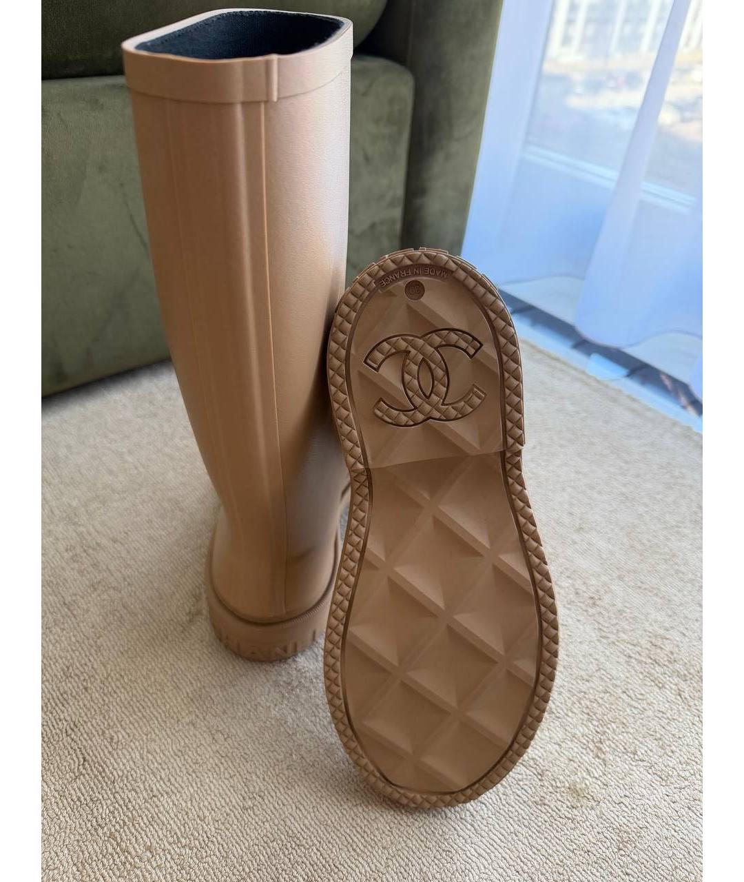 CHANEL Бежевые резиновые сапоги, фото 4