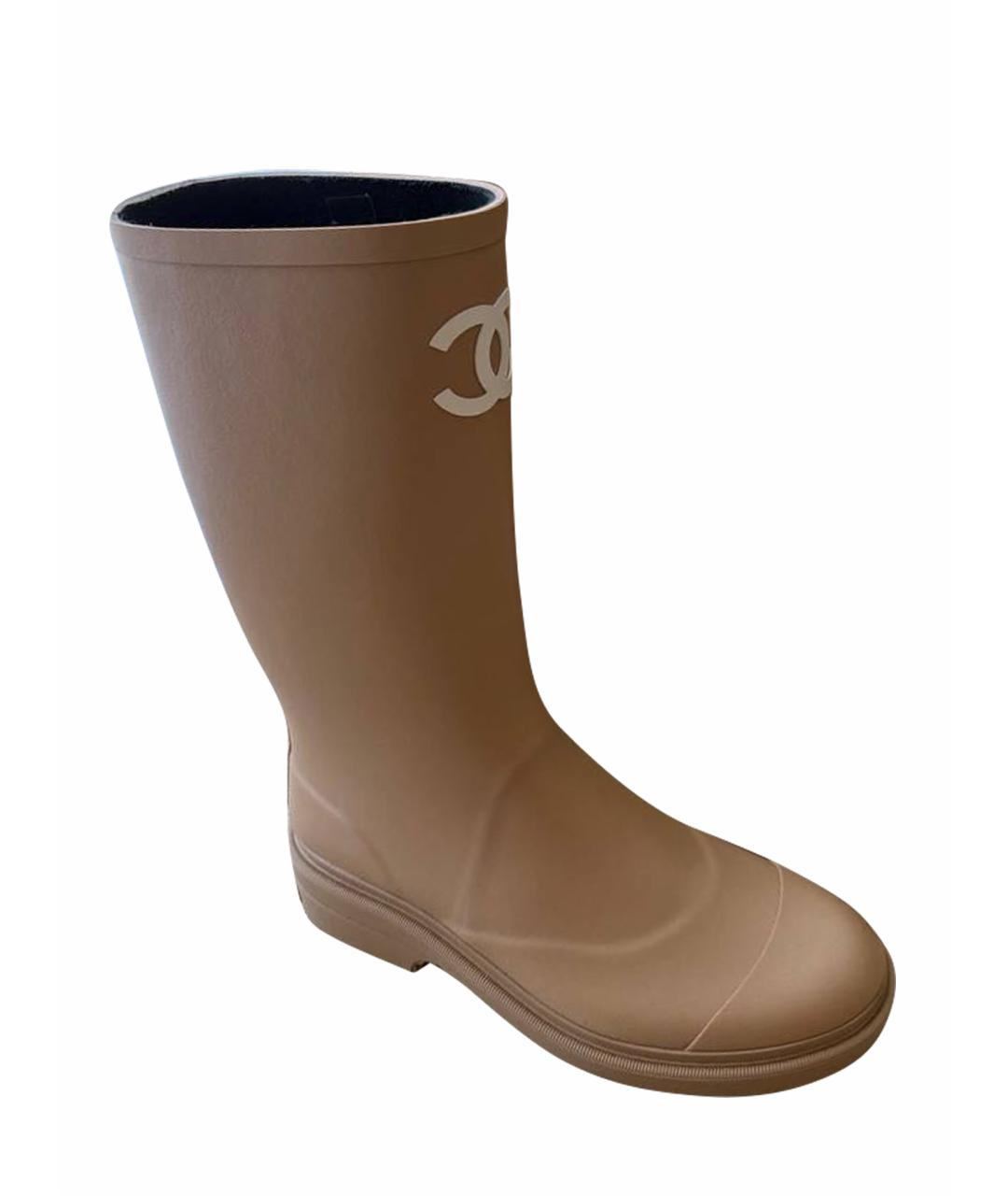 CHANEL Бежевые резиновые сапоги, фото 1