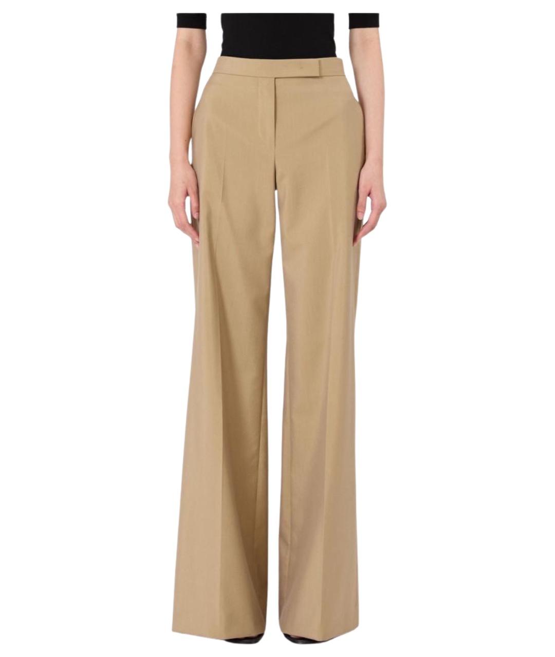 MAX MARA Бежевые шерстяные прямые брюки, фото 1
