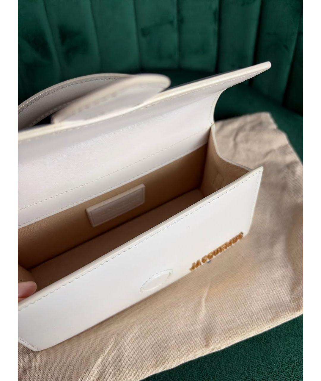 JACQUEMUS Белая кожаная сумка через плечо, фото 4
