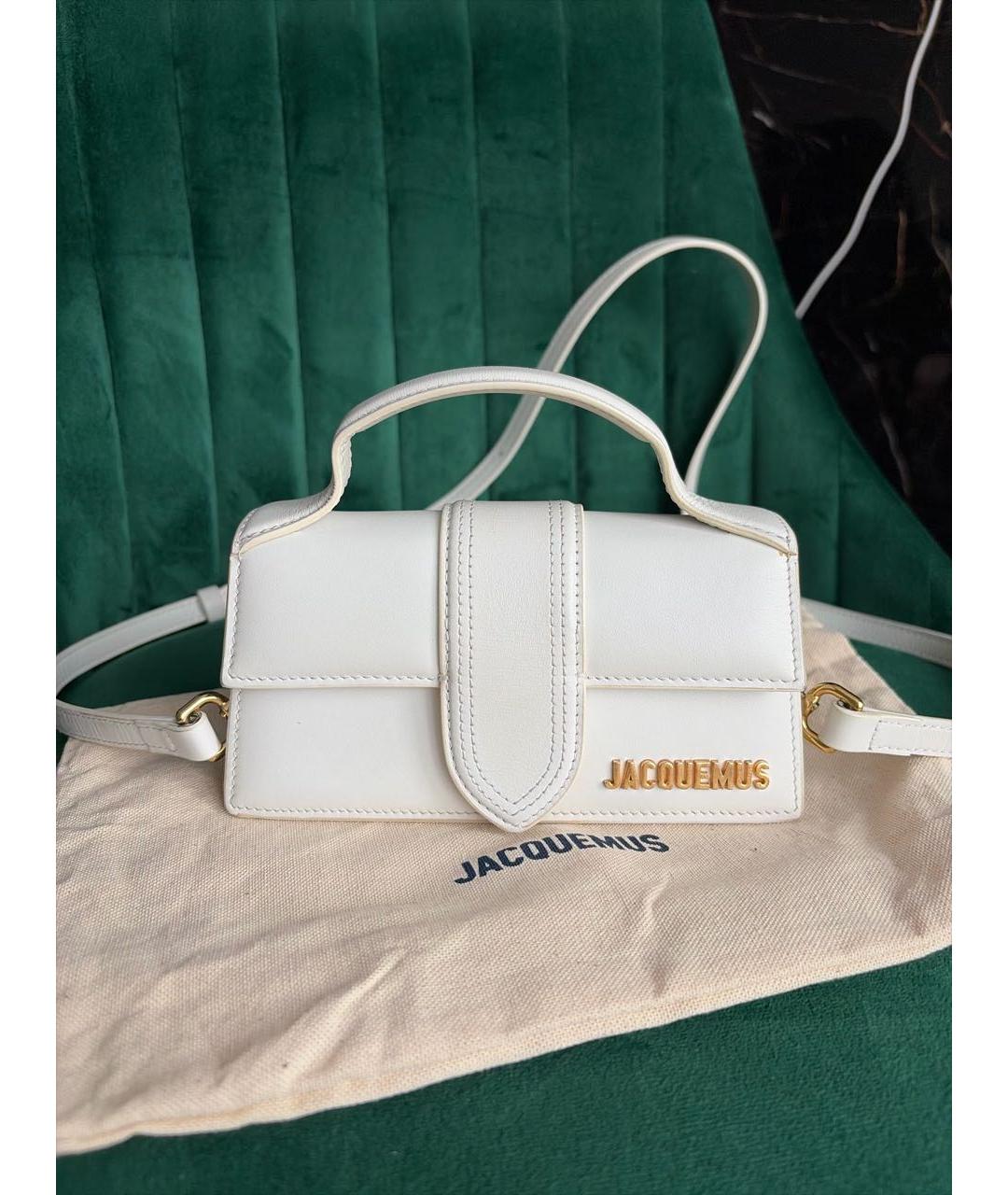 JACQUEMUS Белая кожаная сумка через плечо, фото 5