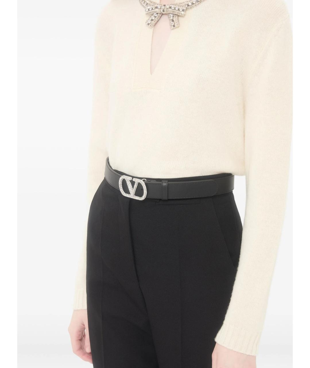 VALENTINO Черный кожаный ремень, фото 4