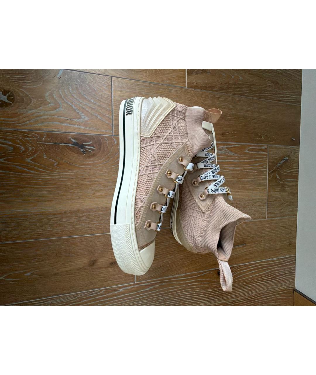 CHRISTIAN DIOR Бежевые текстильные кеды, фото 4
