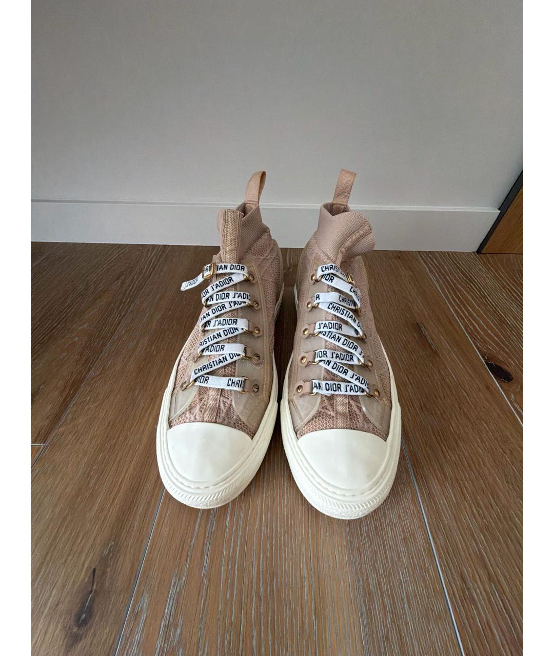CHRISTIAN DIOR Бежевые текстильные кеды, фото 2