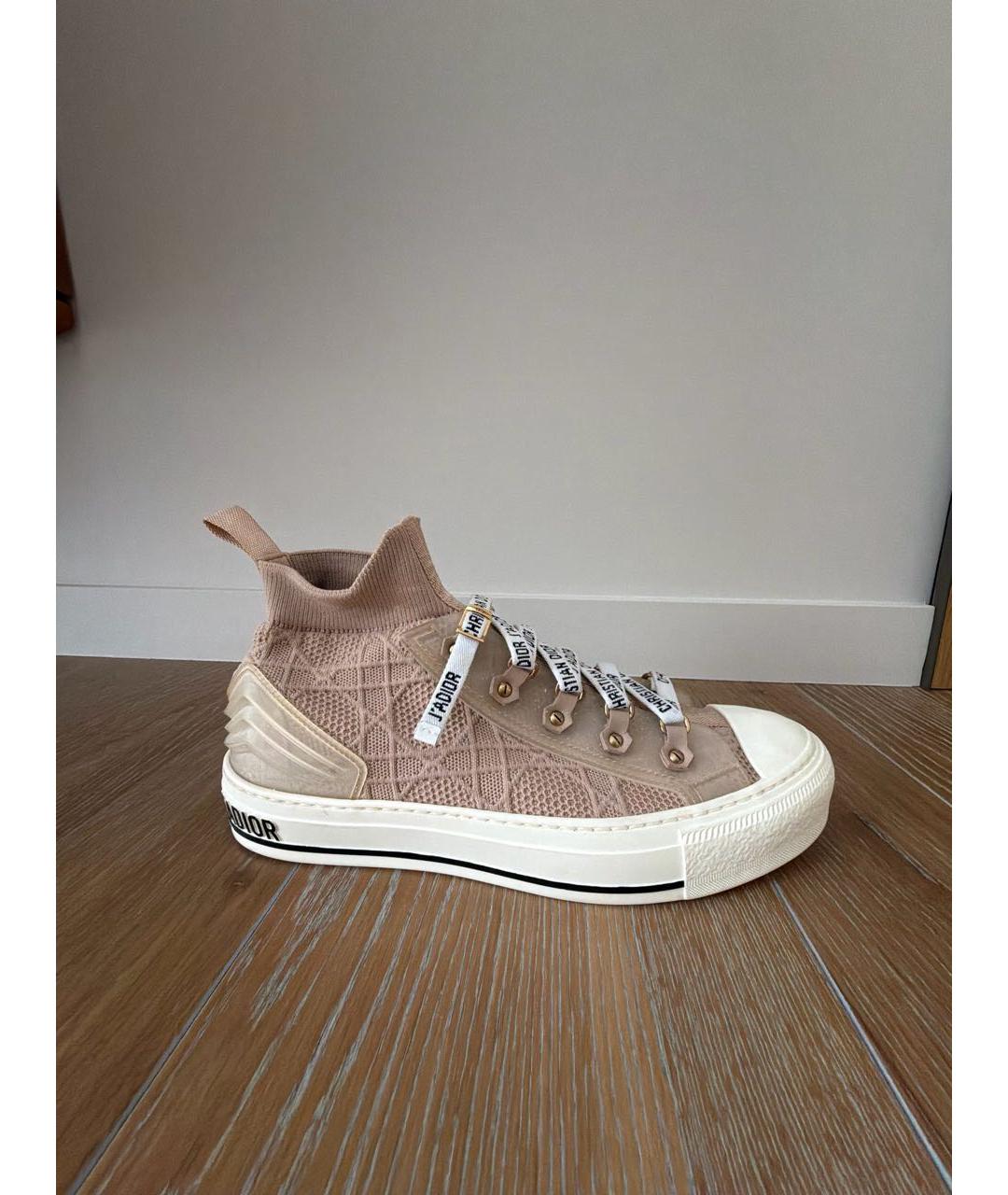 CHRISTIAN DIOR Бежевые текстильные кеды, фото 6