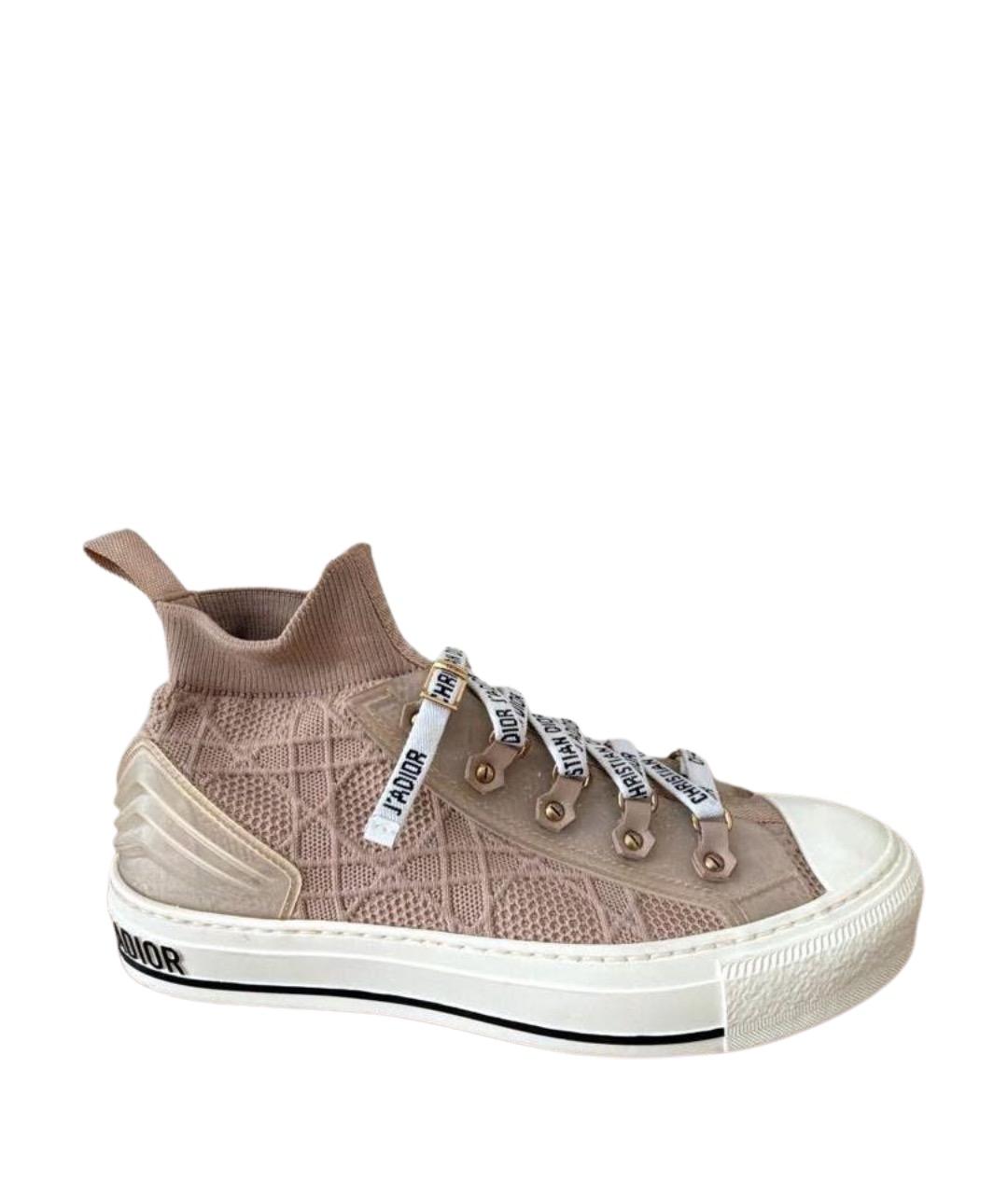 CHRISTIAN DIOR Бежевые текстильные кеды, фото 1