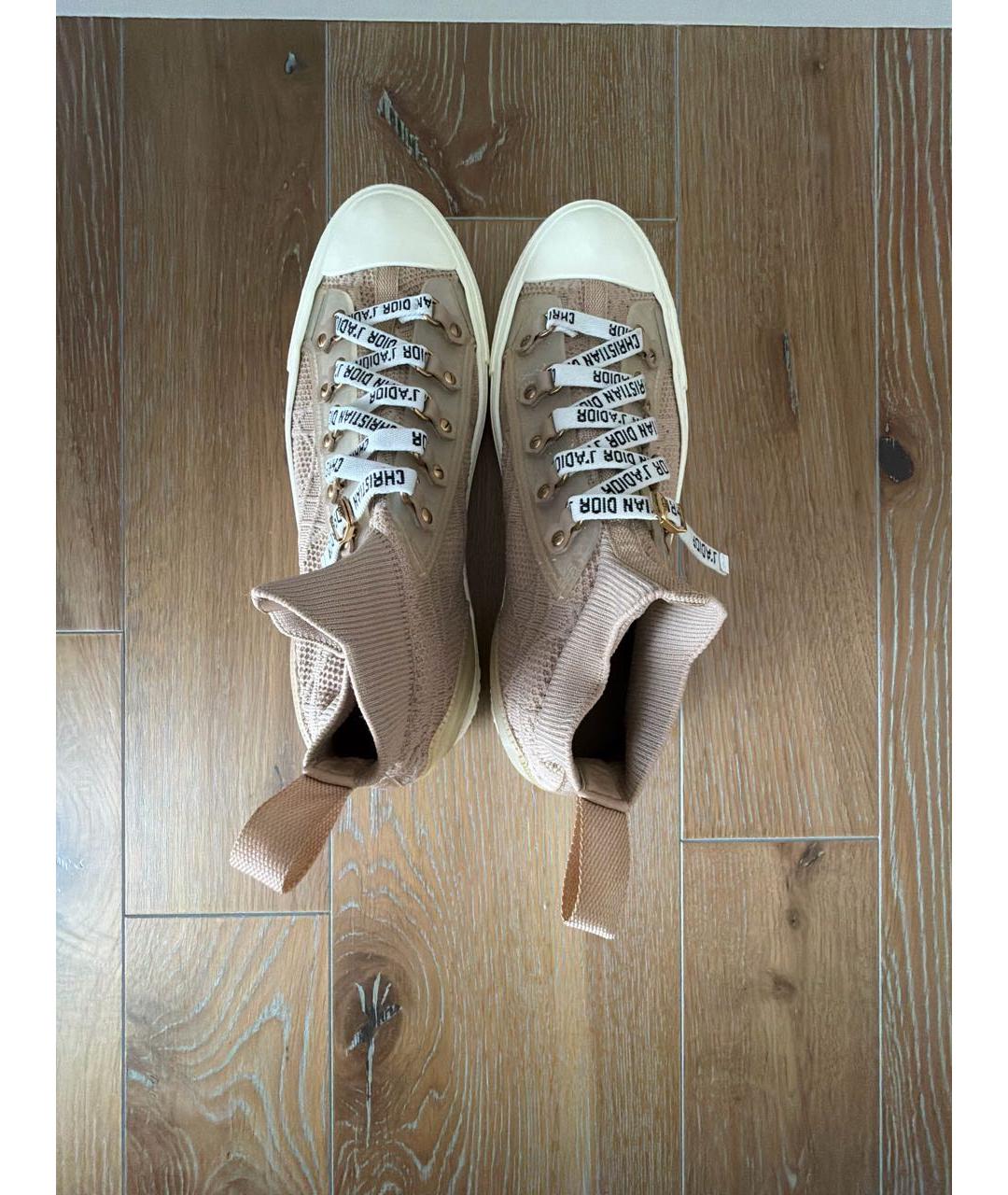 CHRISTIAN DIOR Бежевые текстильные кеды, фото 3