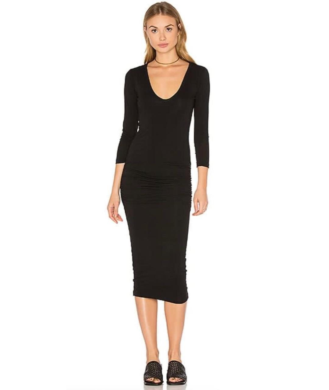 JAMES PERSE Черное хлопко-эластановое повседневное платье, фото 5