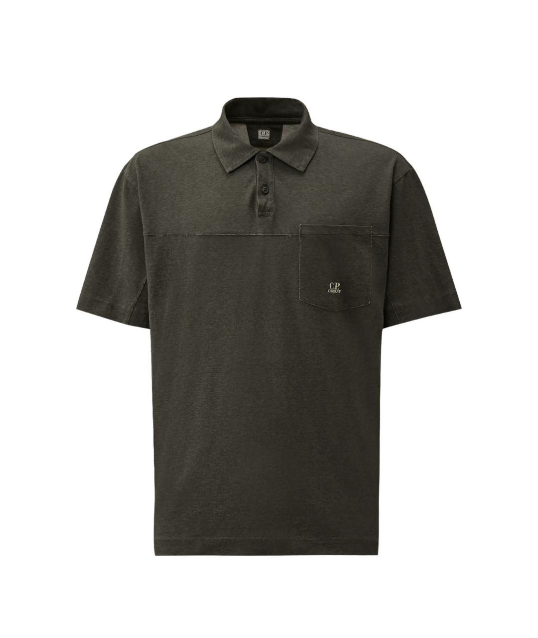 CP COMPANY Хаки хлопковое поло с коротким рукавом, фото 1