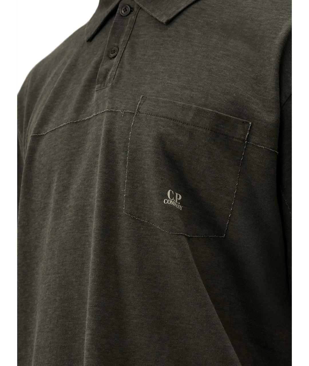 CP COMPANY Хаки хлопковое поло с коротким рукавом, фото 2