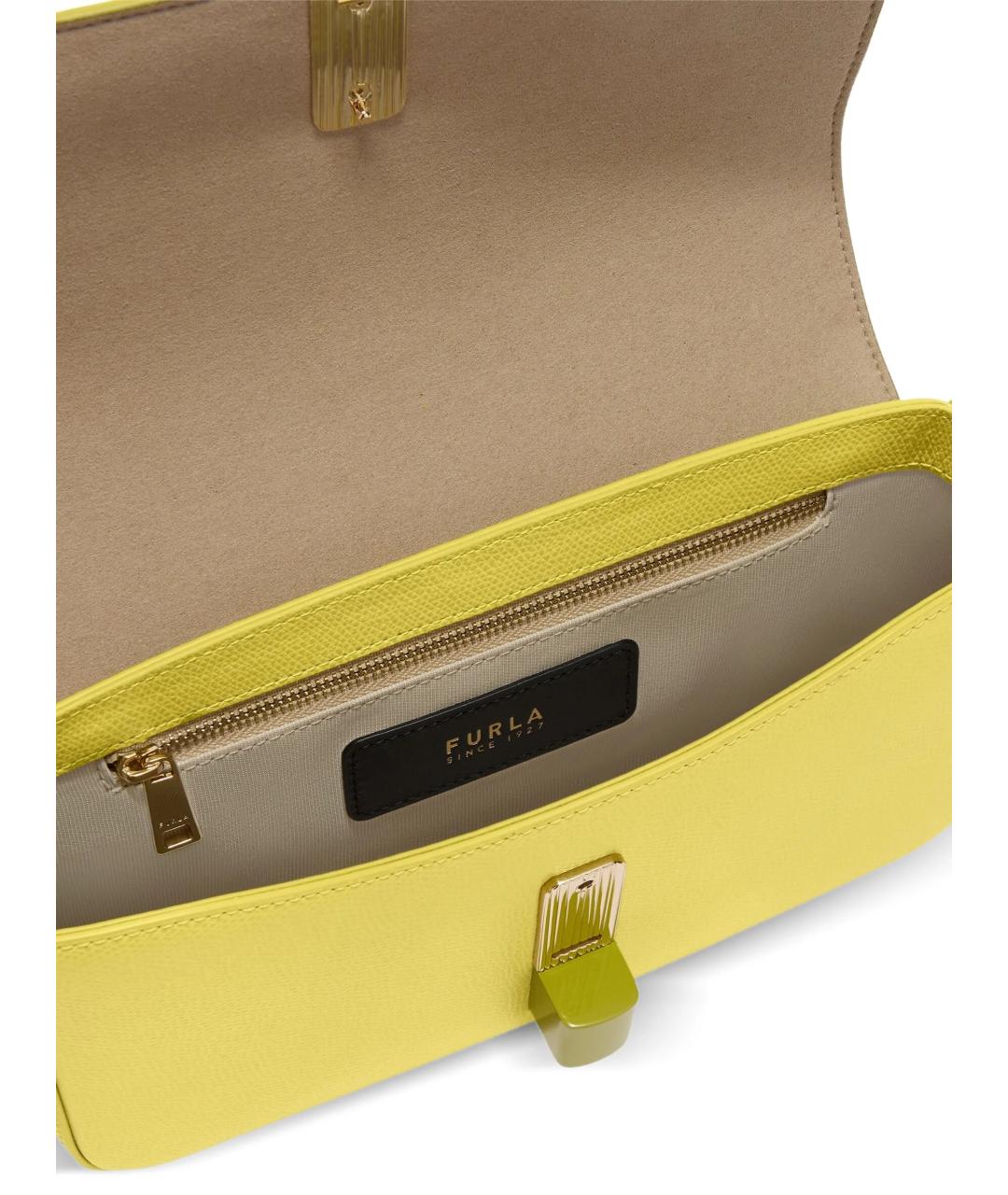 FURLA Желтая кожаная сумка через плечо, фото 4