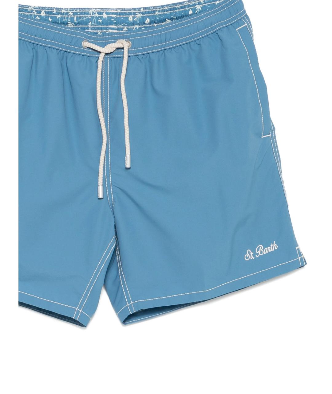MC2 SAINT BARTH Голубые полиэстеровые шорты, фото 2
