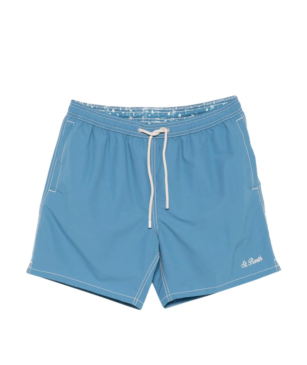 MC2 SAINT BARTH Голубые полиэстеровые шорты, фото 1