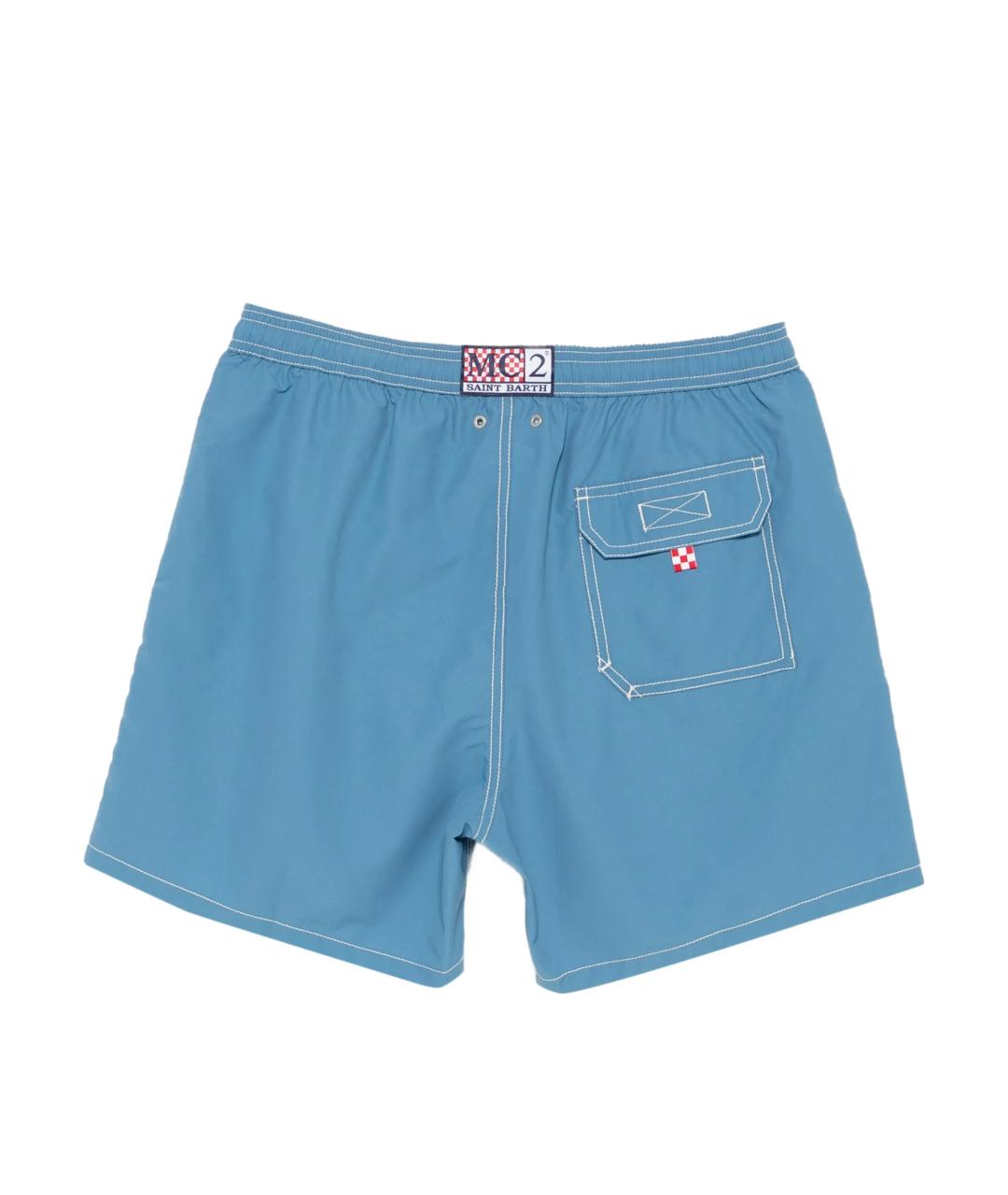 MC2 SAINT BARTH Голубые полиэстеровые шорты, фото 3