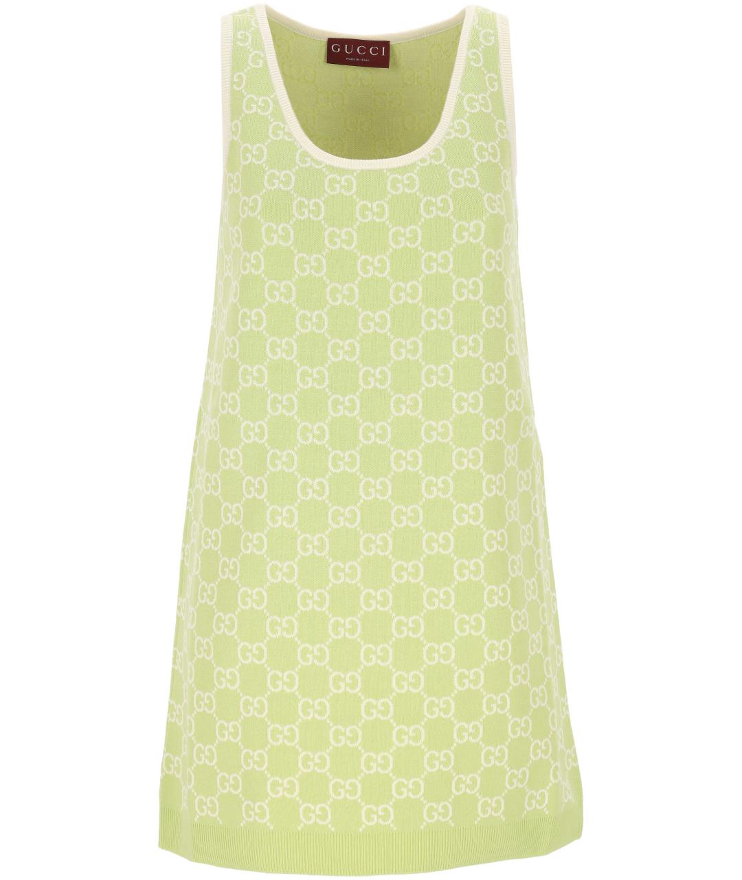 GUCCI Салатовыое хлопковое повседневное платье, фото 1
