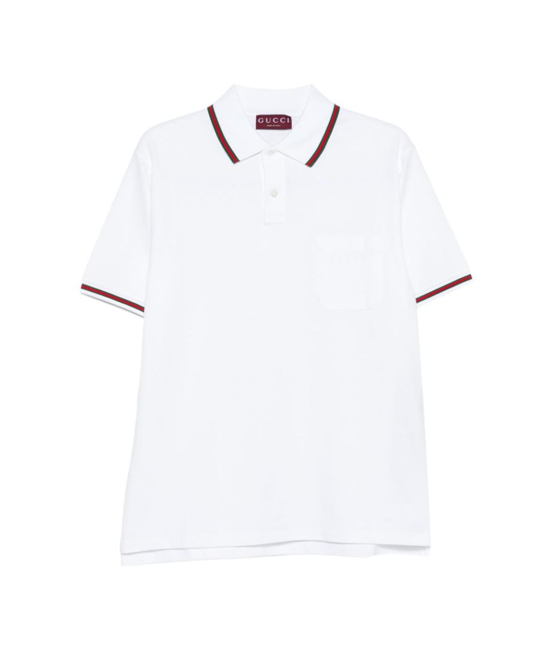 GUCCI Белое хлопковое поло с коротким рукавом, фото 1