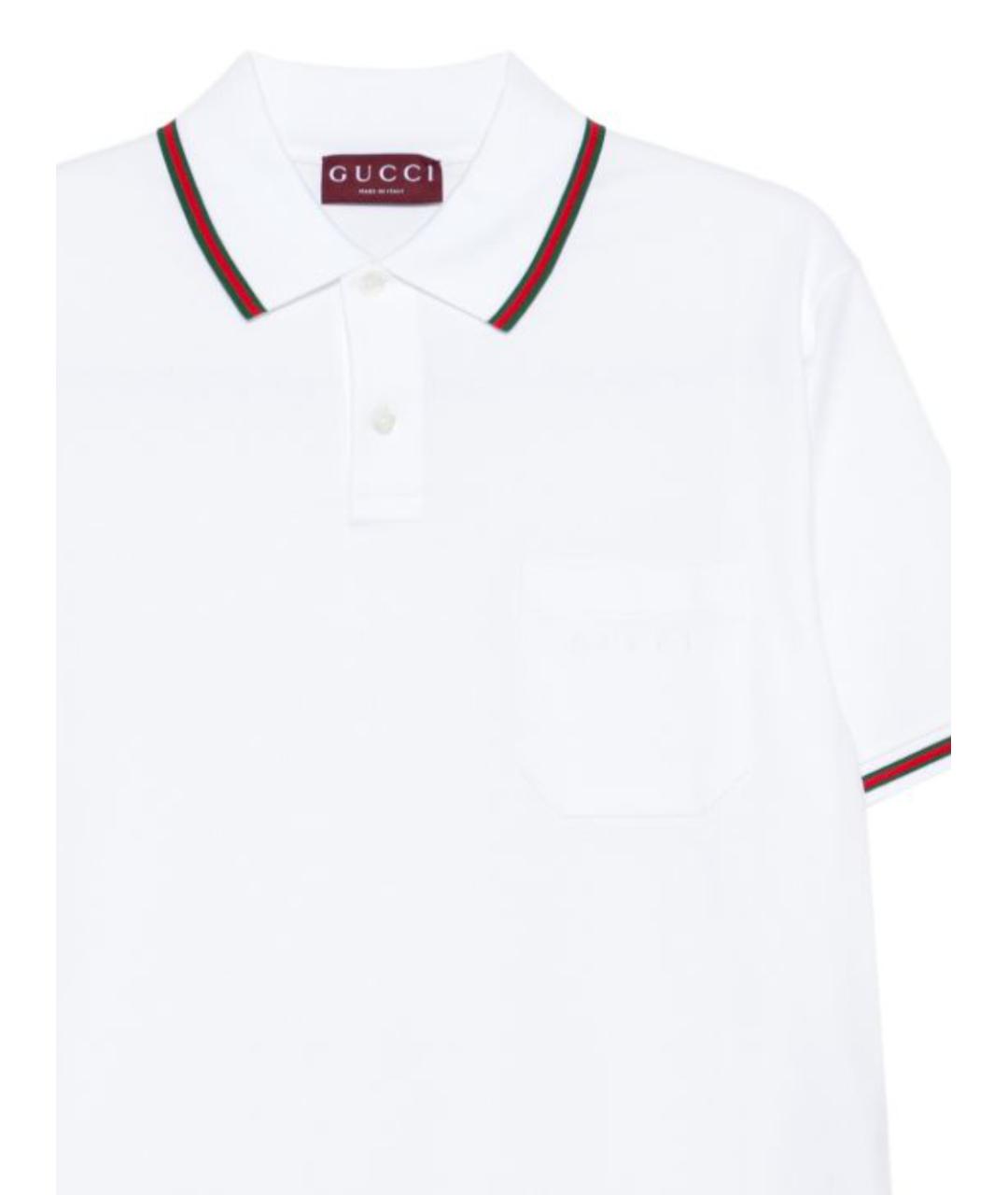 GUCCI Белое хлопковое поло с коротким рукавом, фото 2