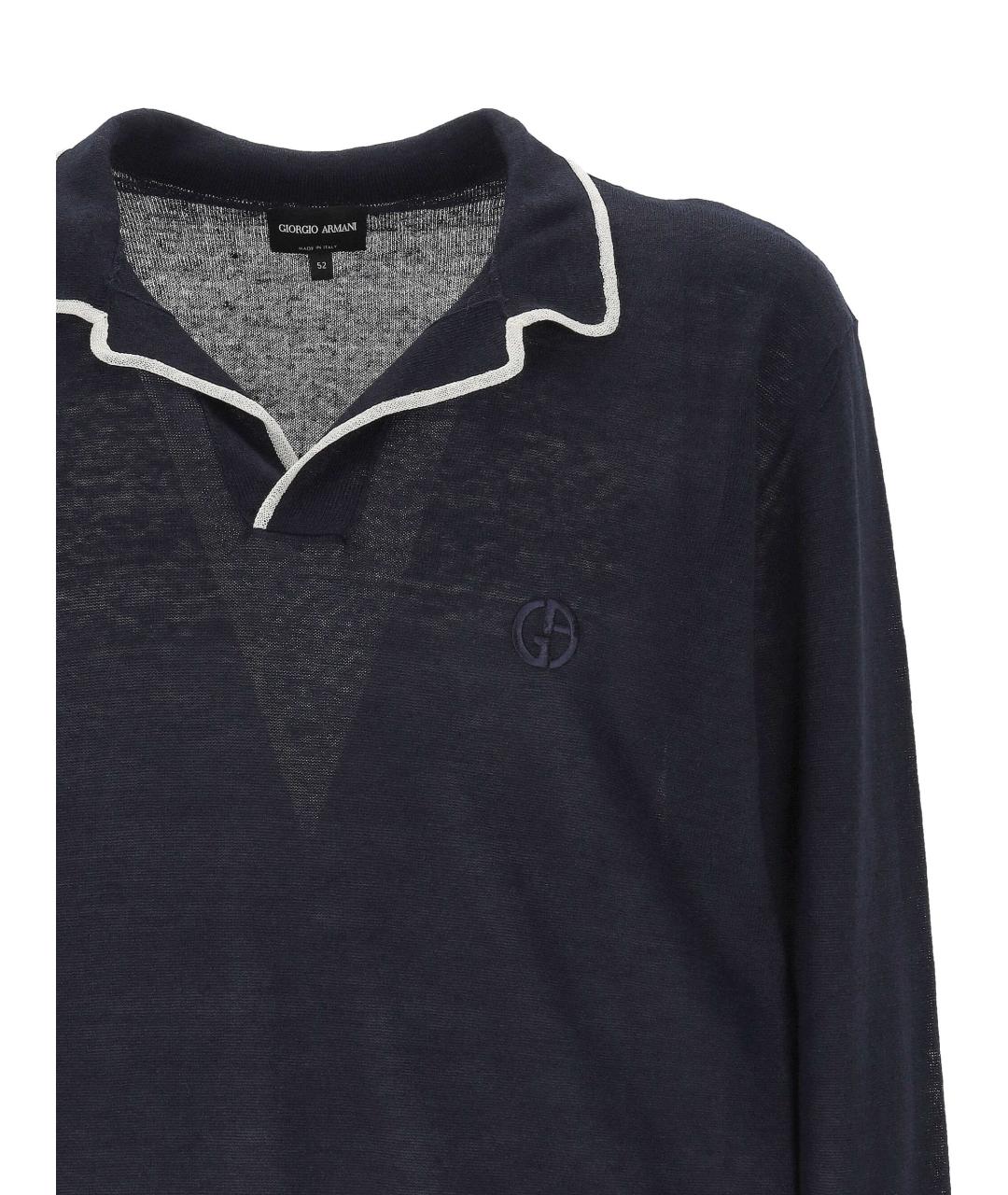 GIORGIO ARMANI Синее поло с длинным рукавом, фото 2