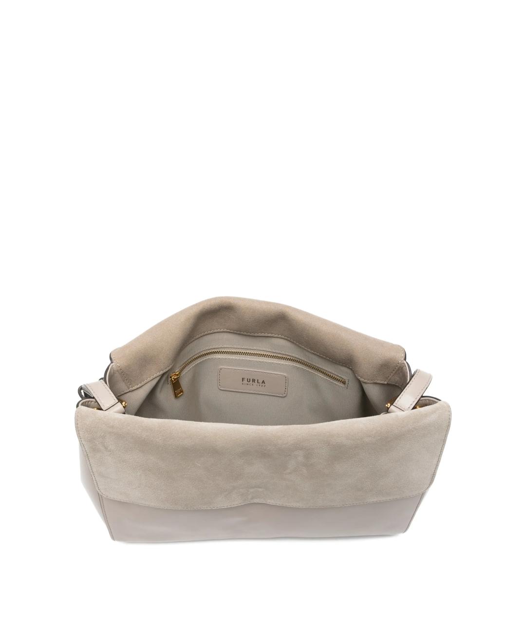 FURLA Серая кожаная сумка через плечо, фото 3