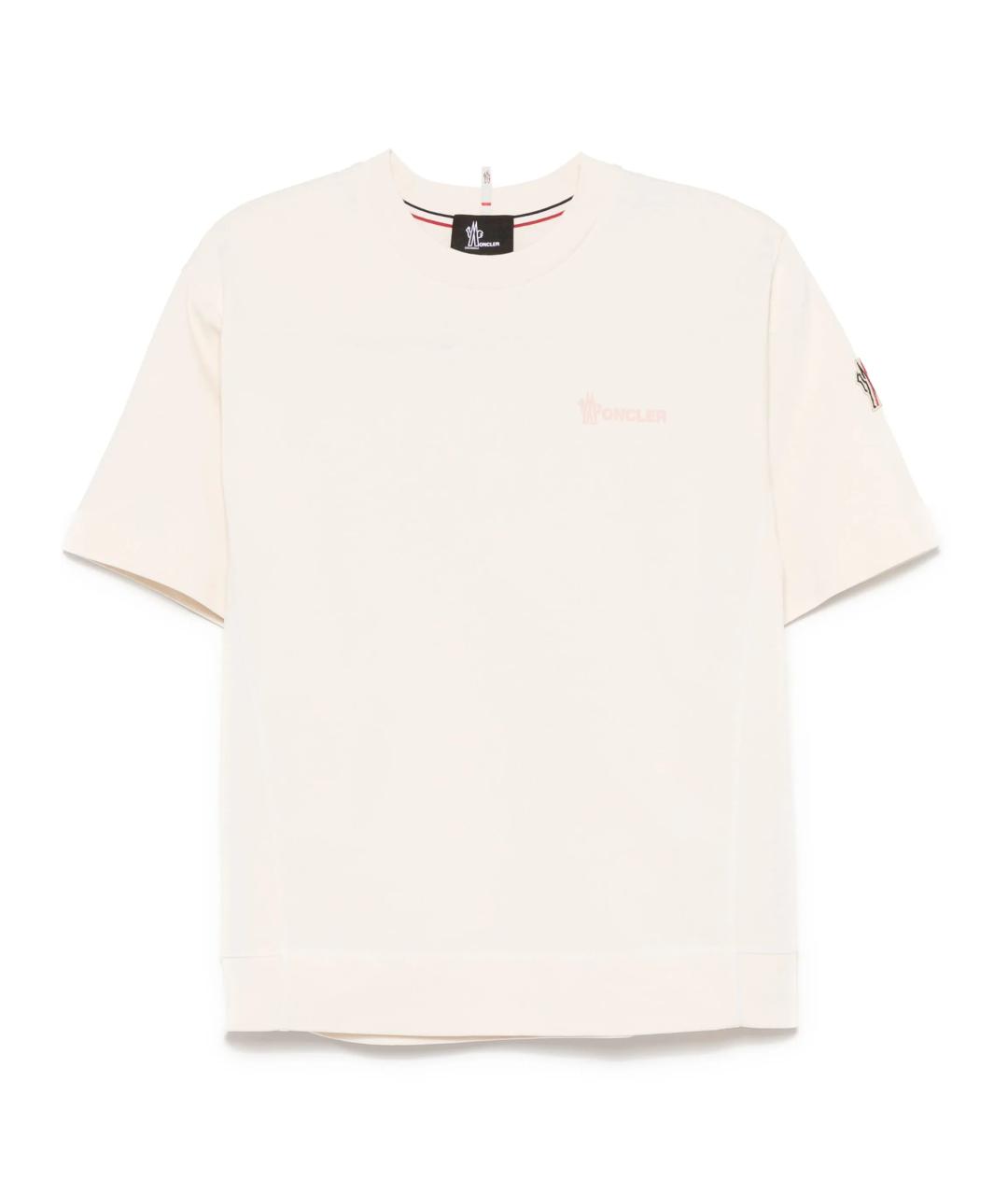 MONCLER GRENOBLE Бежевая хлопковая футболка, фото 1