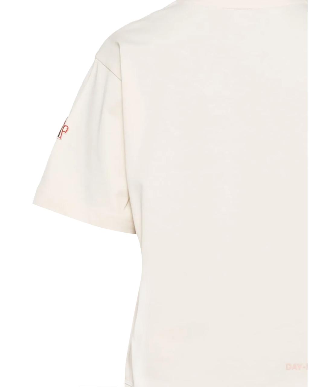 MONCLER GRENOBLE Бежевая хлопковая футболка, фото 3