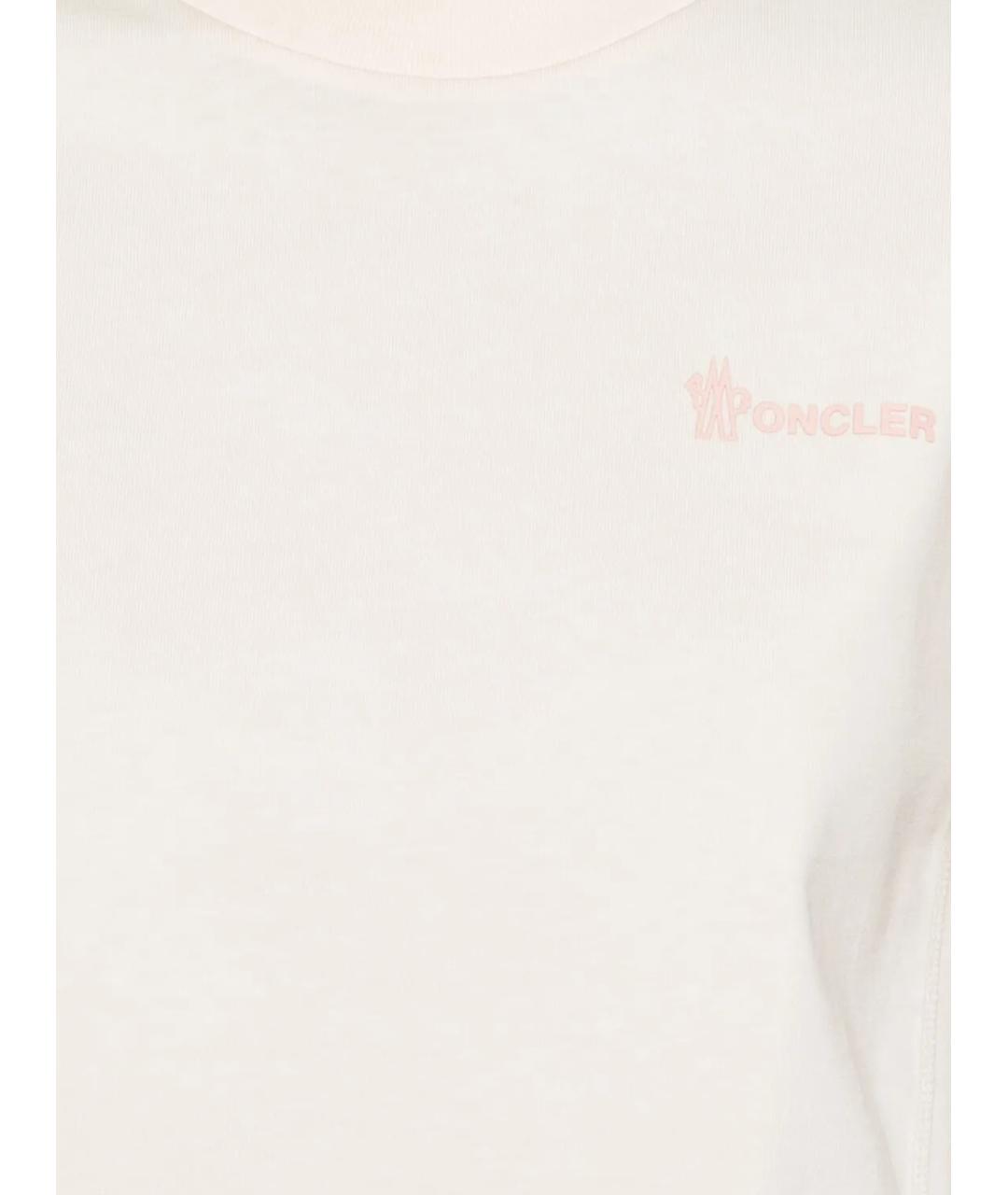 MONCLER GRENOBLE Бежевая хлопковая футболка, фото 2