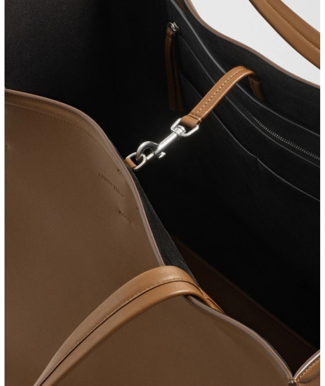 PHOEBE PHILO Хаки кожаная сумка тоут, фото 3