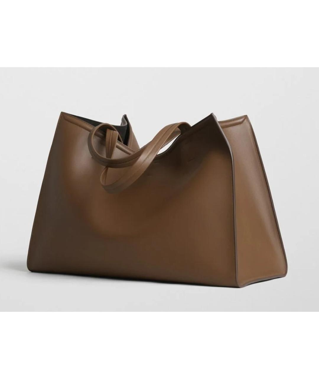 PHOEBE PHILO Хаки кожаная сумка тоут, фото 2