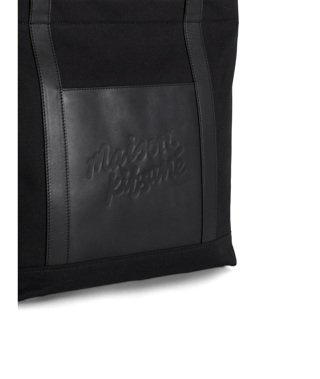 MAISON KITSUNE Черная кожаная сумка тоут, фото 4