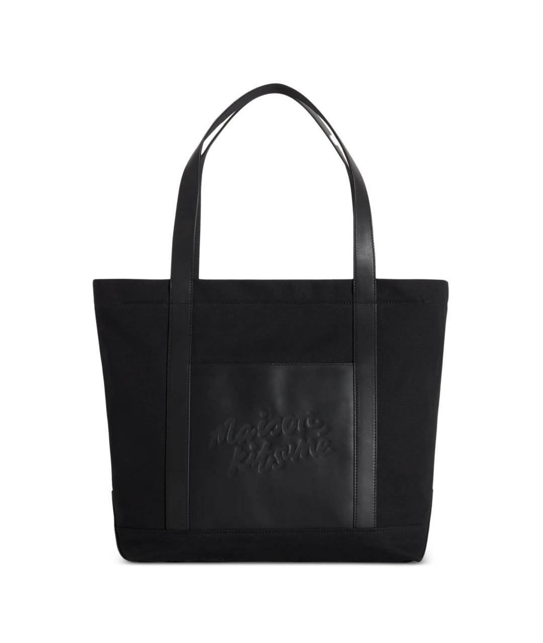 MAISON KITSUNE Черная кожаная сумка тоут, фото 1