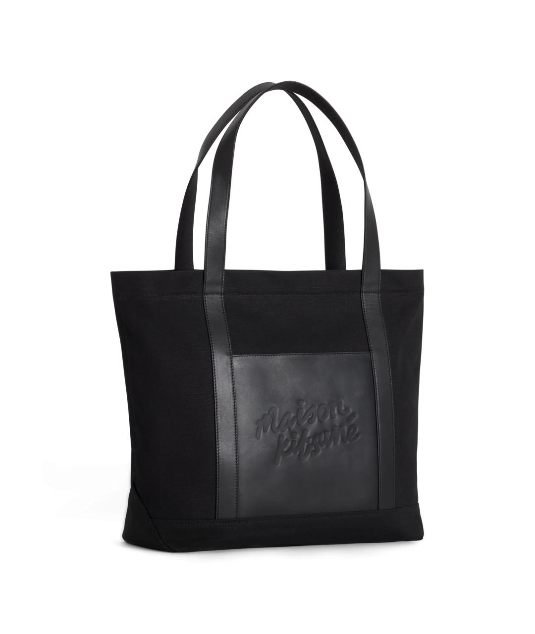 MAISON KITSUNE Черная кожаная сумка тоут, фото 2