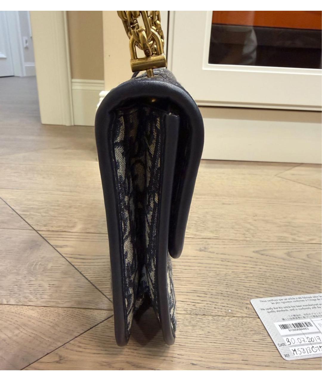 CHRISTIAN DIOR Темно-синяя жаккардовая сумка через плечо, фото 4