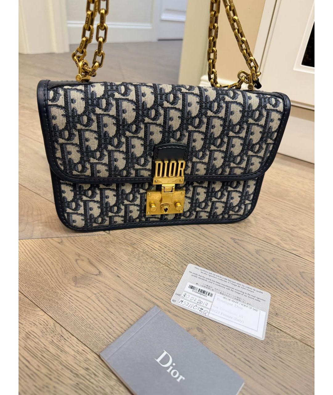 CHRISTIAN DIOR Темно-синяя жаккардовая сумка через плечо, фото 3