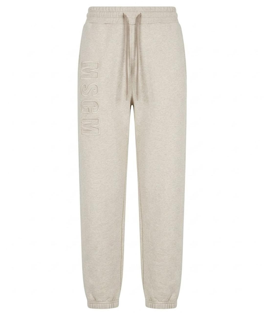 MSGM Бежевые хлопковые спортивные брюки и шорты, фото 1