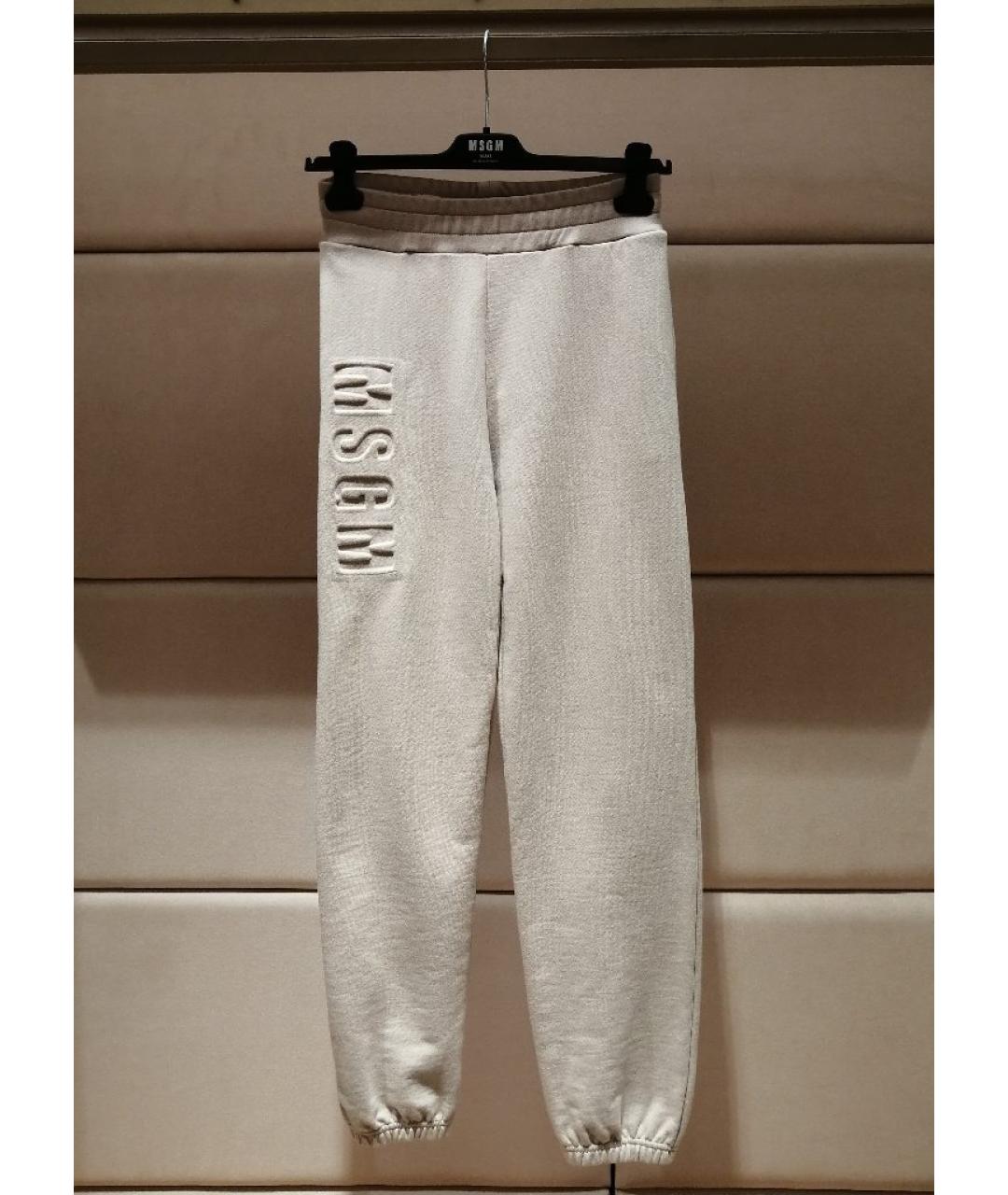MSGM Бежевые хлопковые спортивные брюки и шорты, фото 3
